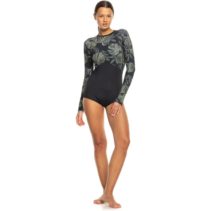 2024 Roxy Frauen Pro Wave Onesie Surfsuit ERJWR03776 - Anthracite The Palms Wetsuit